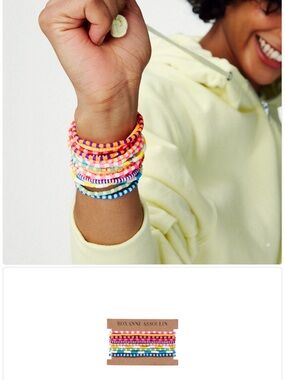Roxanne Assoulin Authentic Technicolor Stretch Bracelets Set Of 10 NEW